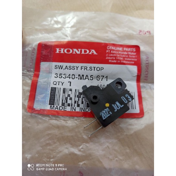 switc Assy FR, Stop depan kanan original  -35340-MA5-671-  beat-grand-vario-spacy-scopy-vario 125