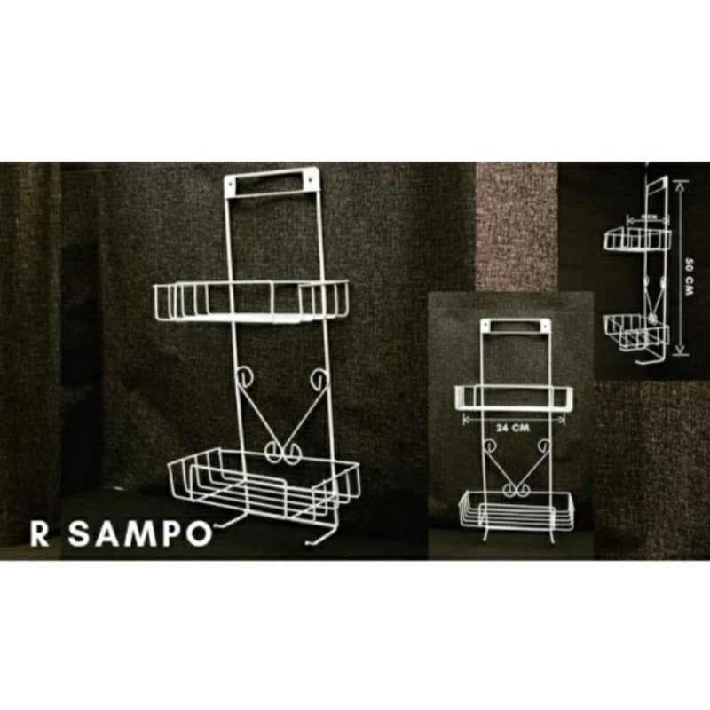 Rak Shampoo Besi Susun 2 Rak Gantung Rak Kamar Mandi