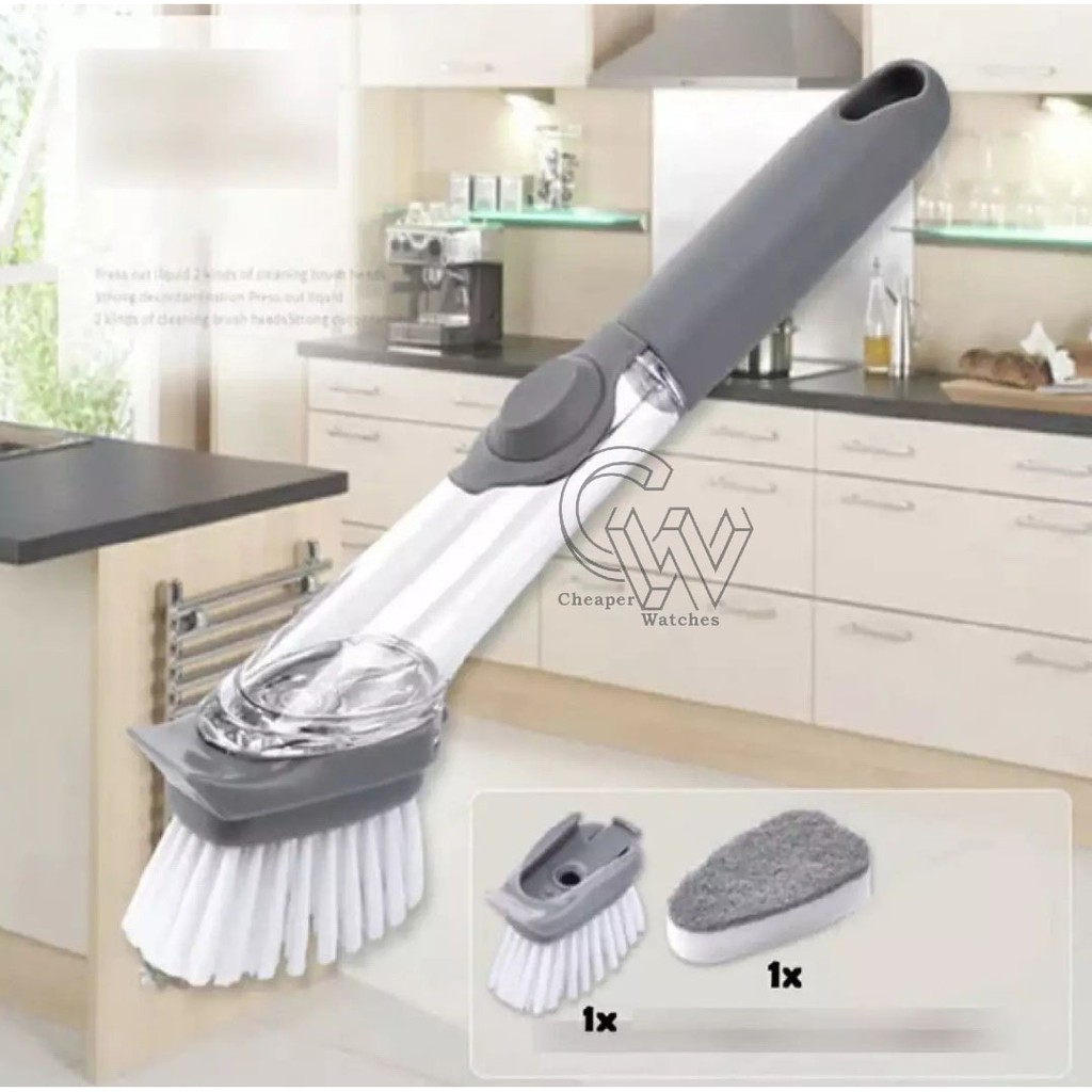 Cheaper-Sikat Cuci Piring Cleaning Brush Alat Dapur Dispenser Cuci Piring Sabun Panci FreeSponge Pembersih