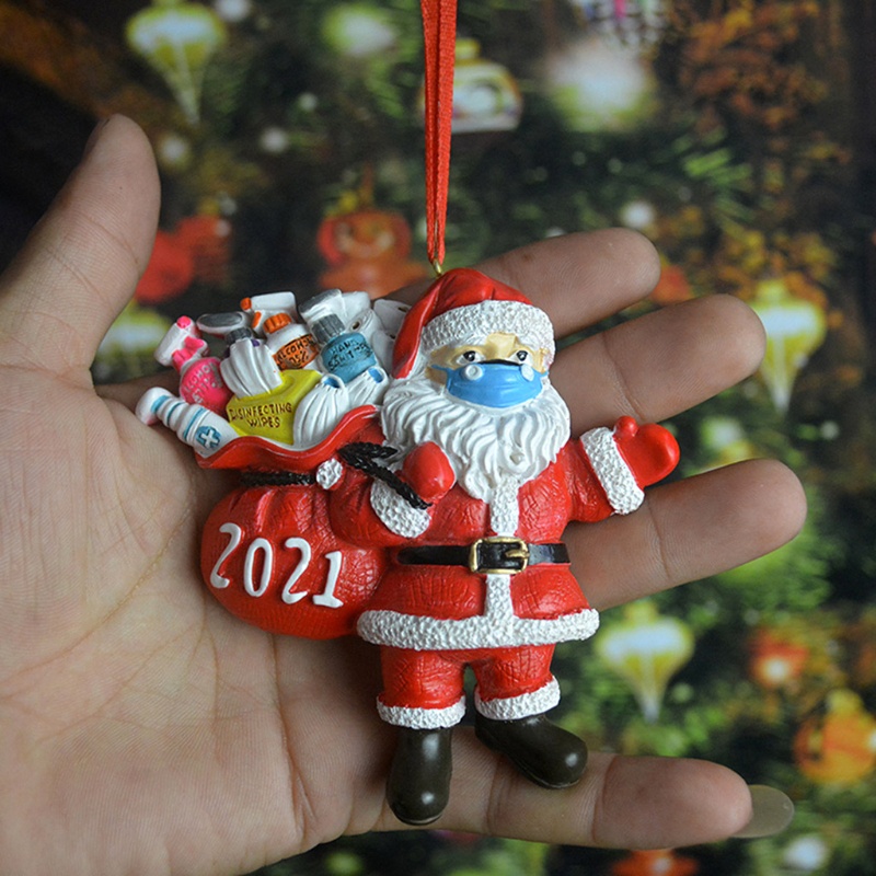 Ornamen Liontin Desain Santa Wearing a Dan Gift Bag Untuk Dekorasi Pohon Natal