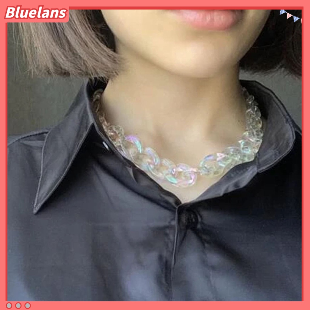 Bluelans Kalung Wanita Desain Lingkaran Bahan Resin Bening Untuk Pesta