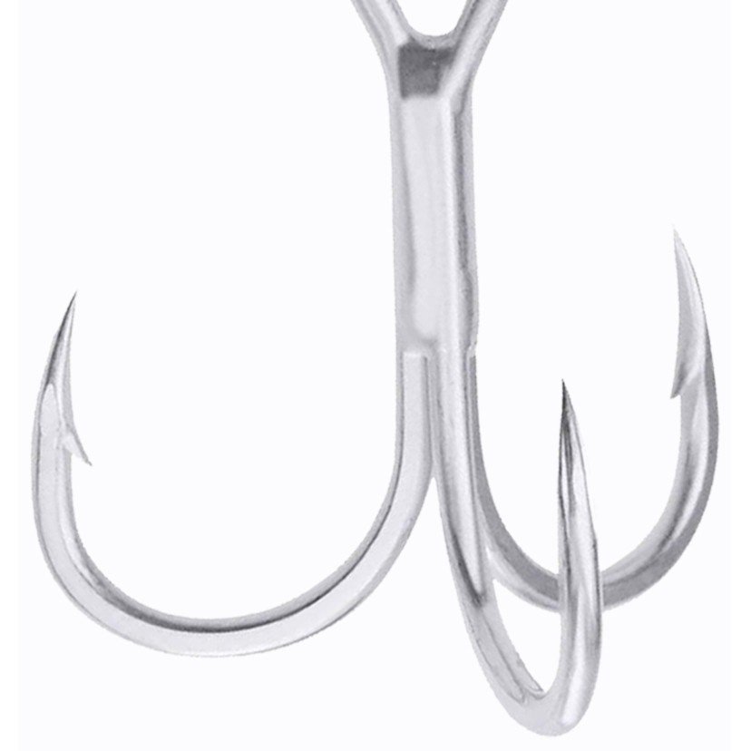 Owner Silver Treble Hooks Size 4/6/8/10# Bait Fishing Tackle Round Bend for Pike Bass High Carbon Steel