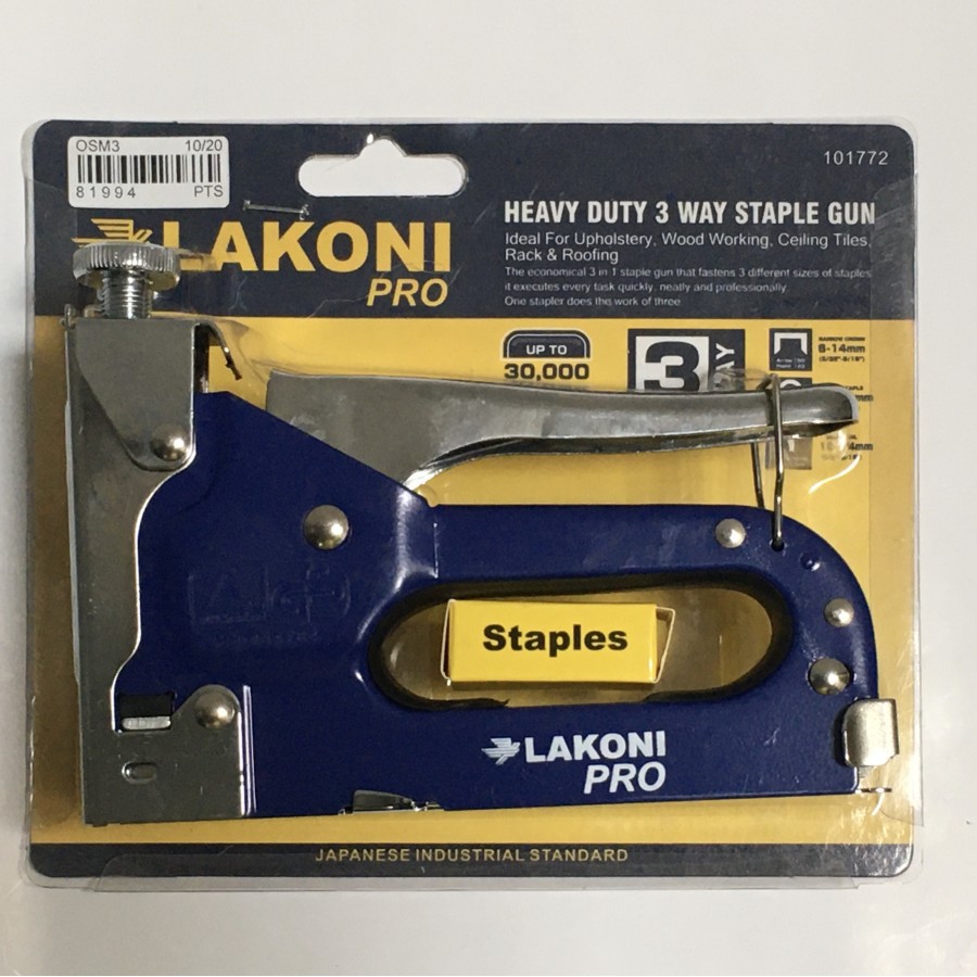 

Haevy Duty 3 Way Staple Gun / Staples Gun 3 in 1 Lakonipro
