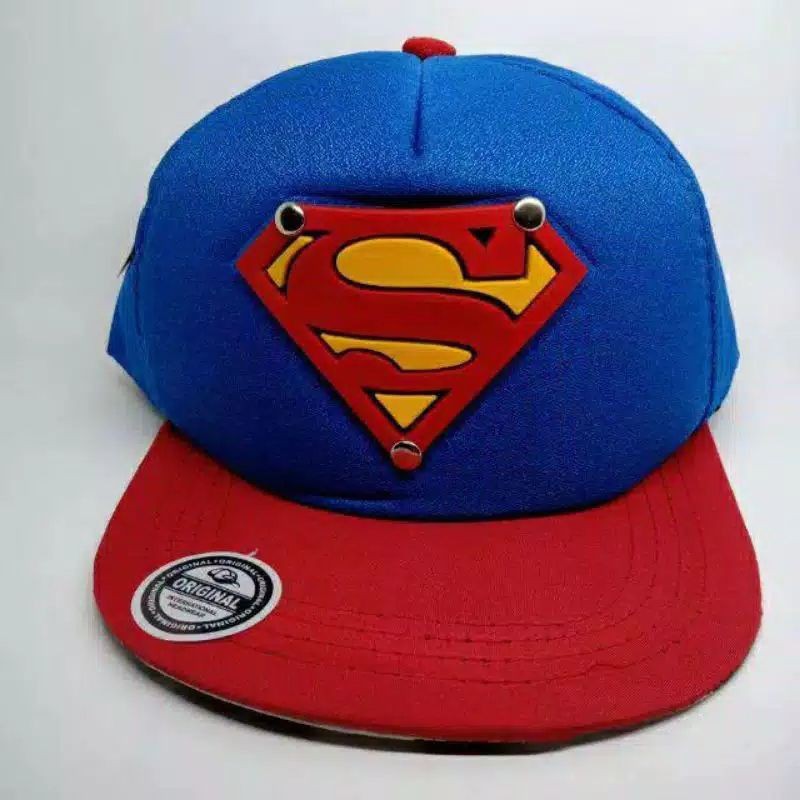 Topi Anak Snapback anak/Topi ploking anak/topi anak karakter-Biru Superman