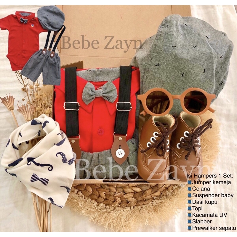 {BEBE ZAYN} Hampers baby/ hampers bayi/ baby gift/ kado bayi/ baby newborn/ Baby Boy/ Baby Boy Set-Mustache Maroon