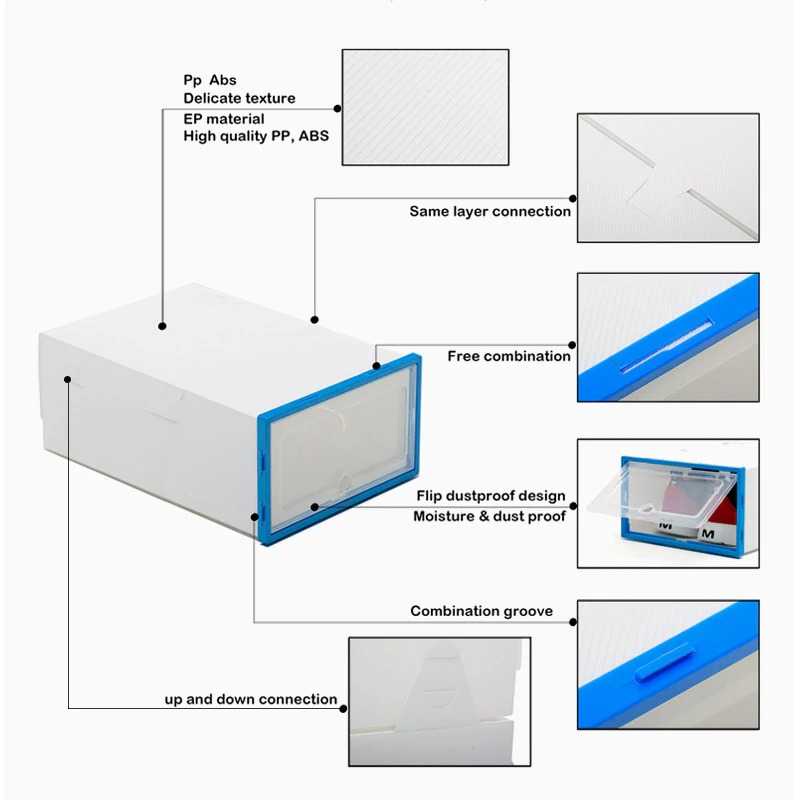 Kotak Susun Rak Organizer Sepatu Shoe Box 6 PCS Size L BNBS - LF010