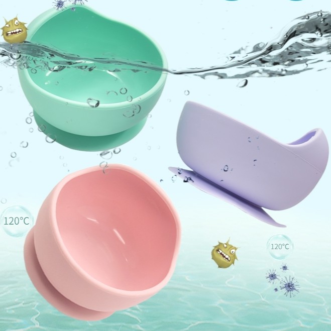 Mangkok Silicon Anti Slip | Colorful Bowl Silicone + Spoon