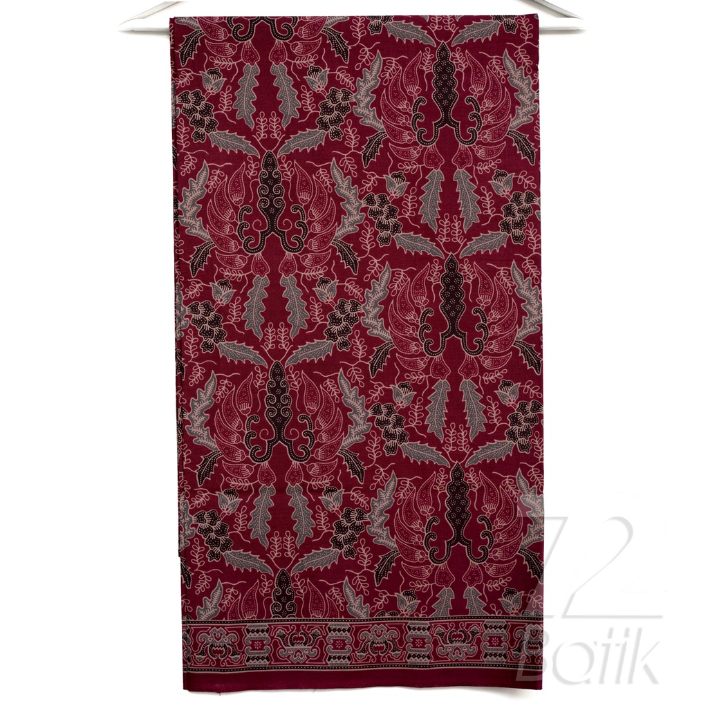 KAIN BATIK KATUN Premium Motif Daun Modern Warna Merah Maroon Marun Maron 729940 Cap 72 Jarik Jarit Samping Kebat Panjang Batik Katun Modern Premium Bahan Seragam Batik Pernikahan Kantor Keluarga Murah Kamen Jadi Batik Bali Lembaran