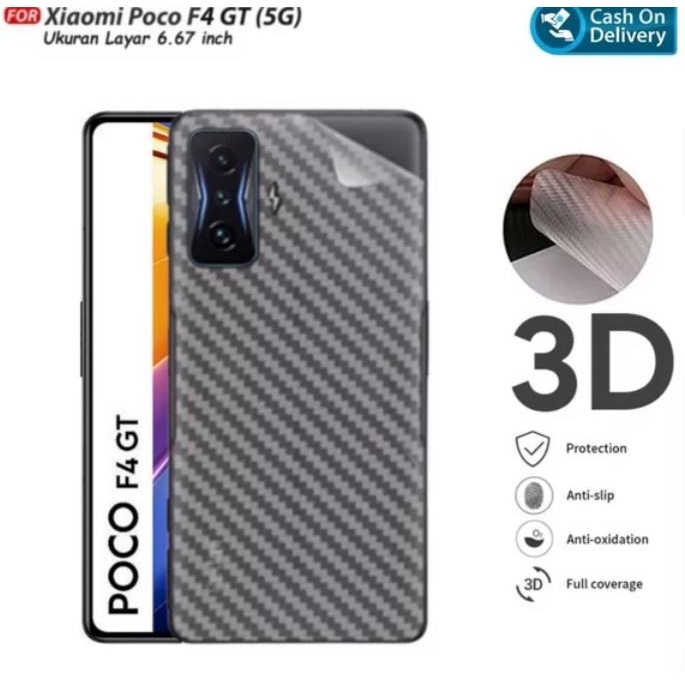 GARSKIN Sticker Carbon Xiaomi Poco F4 5G / Poco F4 GT / Redmi K40S / Redmi K50 Gaming / Poco X3 Skin Carbon Transparan Fiber Protection Back Sticker Carbon