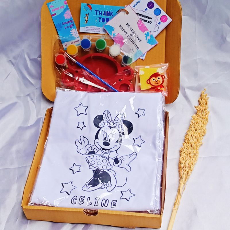 

[ CUSTOM ] T-SHIRT PAINTING KIT POLA MINNIE MOUSE I DIY PAINTING KIT I KAOS LUKIS I GIFT I KADO ANAK