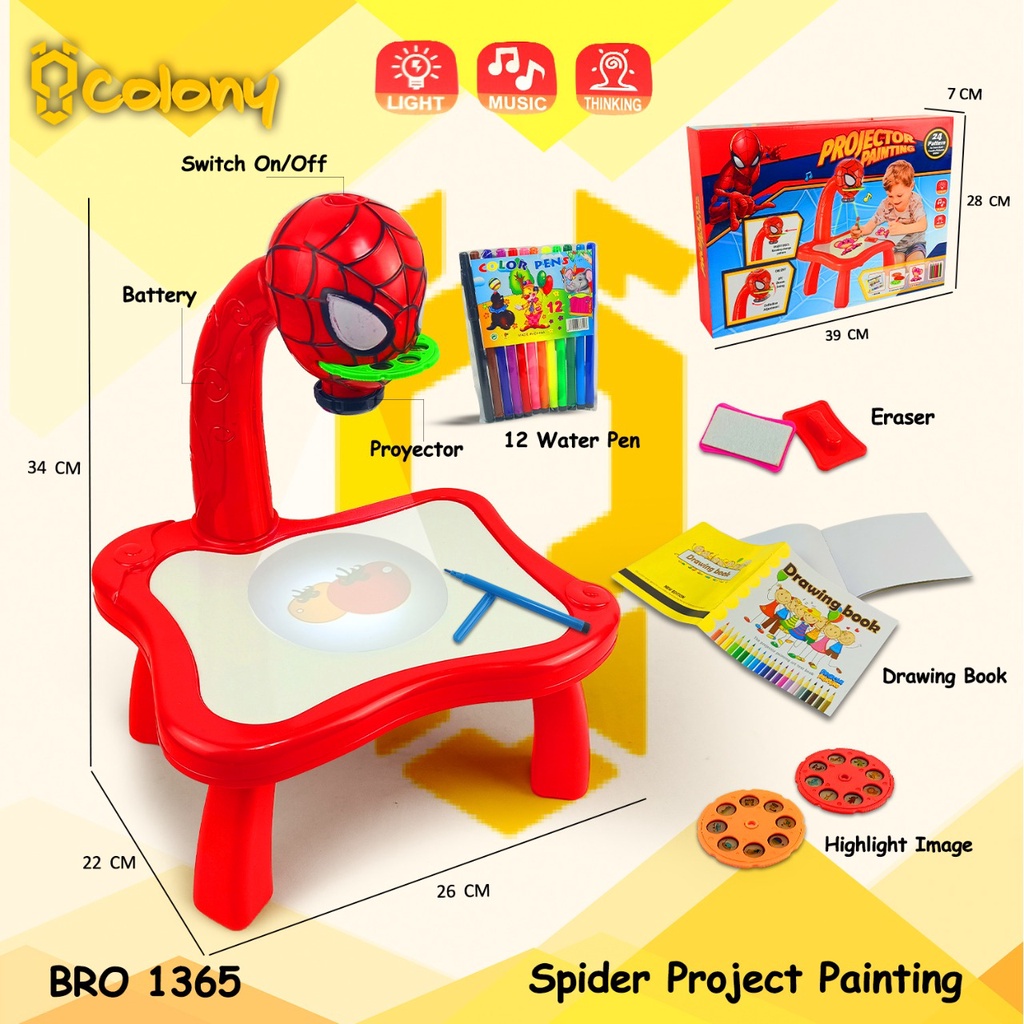 PROMO BRO1365 BRO1165 Princess Meja Belajar Gambar Menggambar Lukis Melukis Proyektor Projector Projektor Tulis Menulis Whiteboard White Board Mainan Anak Permainan Edukasi