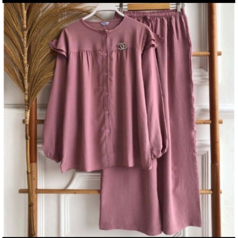 Set Crinkle Airflow / Setelan Wanita Modren 2022 / Setelan Rayon Crinkle Wanita