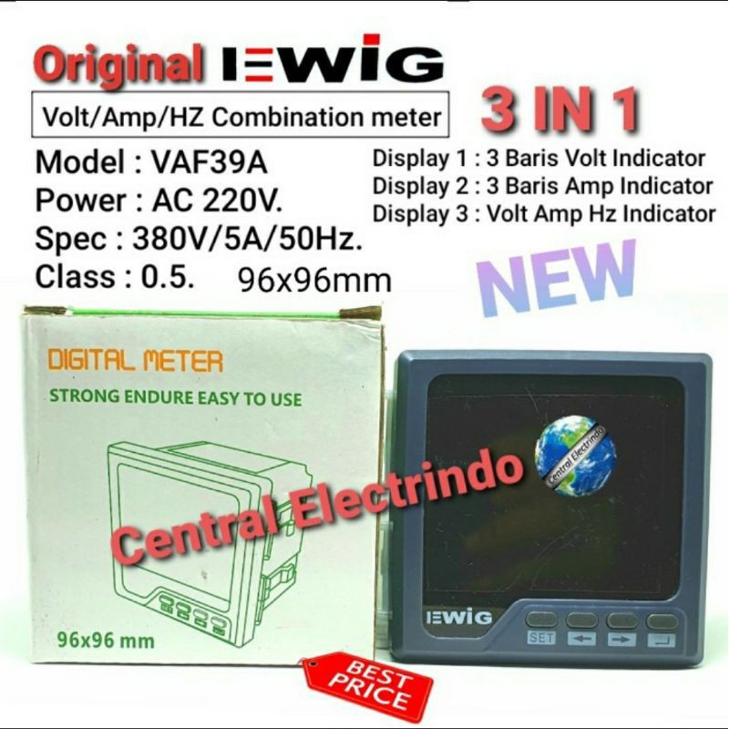 Digital Multi Meter New Volt Amp HZ VAF39A 96 X96mm EWIG.