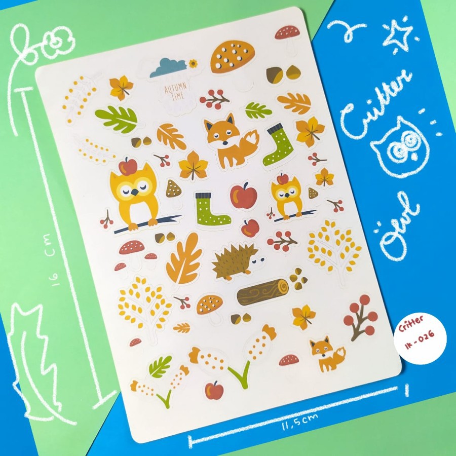 

Sticker planner jurnal, stiker set critter IK-026 aesthetic owl