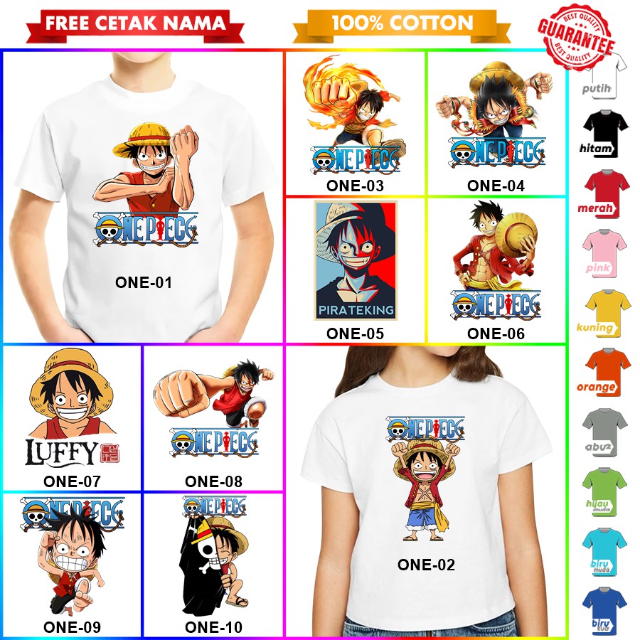 [FREE NAMA!!] Baju Kaos COUPLE  ANAK DAN DEWASA ONE PIECE BANYAK MOTIF