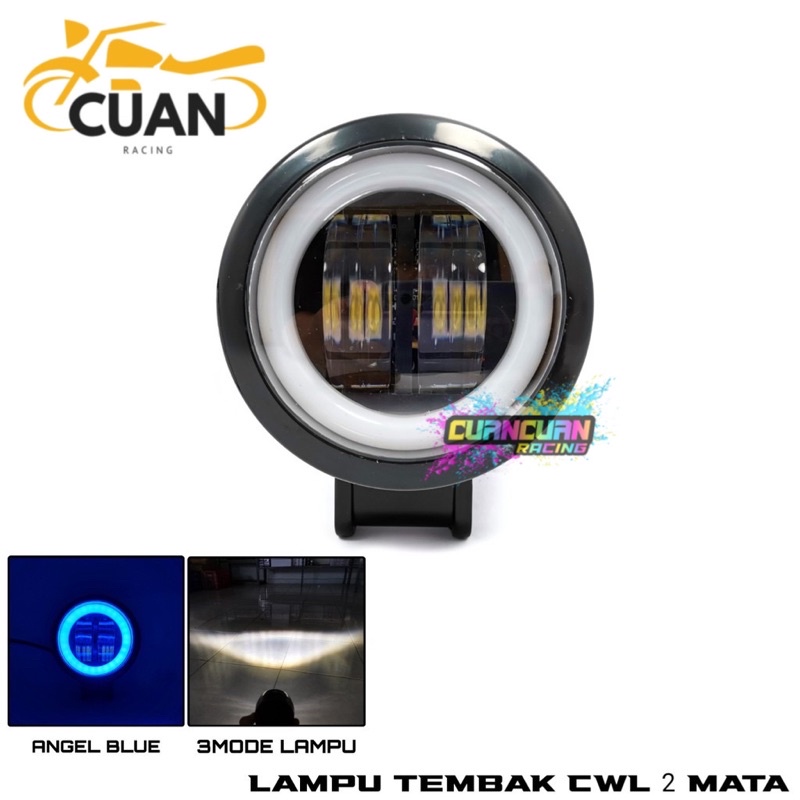 Lampu Tembak Sorot LED MT Star CWL 2 Mata Lensa 4D CREE Angel Eye Bulat Round MT Star