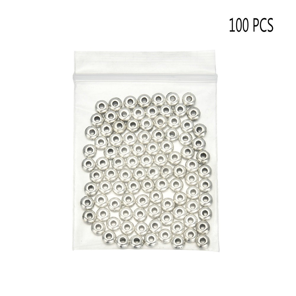 【TERSEDIA &amp; COD】100pcs / Set Manik-Manik Spacer Bulat Bahan Alloy Untuk Membuat Perhiasan Diy