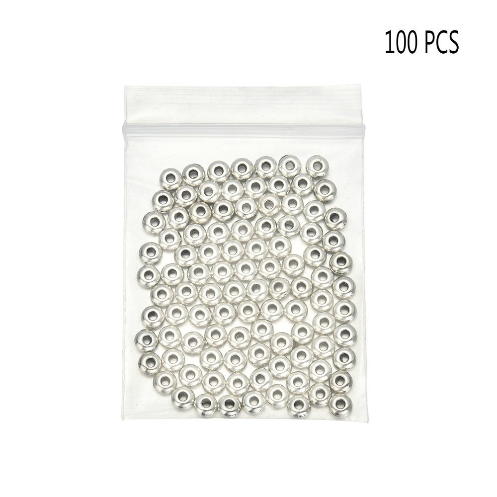 【TERSEDIA &amp; COD】100pcs / Set Manik-Manik Spacer Bulat Bahan Alloy Untuk Membuat Perhiasan Diy