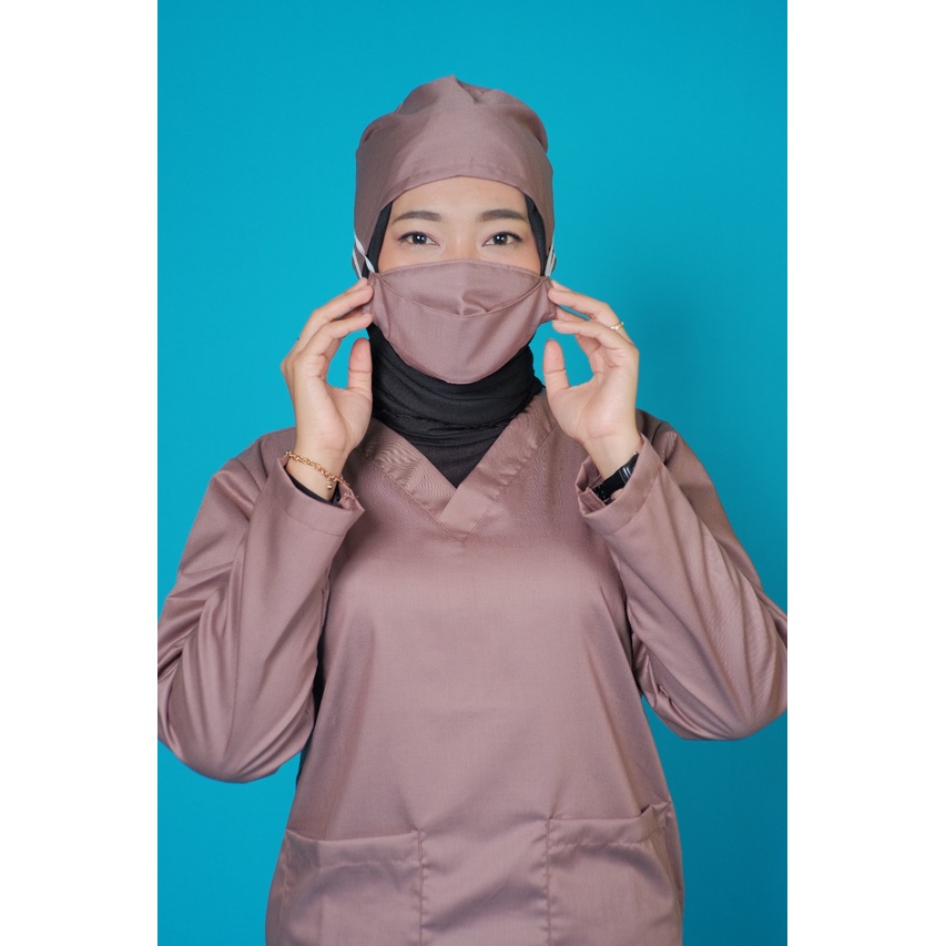 Baju Ok / OKA | Baju Jaga Perawat Dokter Petugas Medis Lengan Panjang | Bahan Toyobo Original