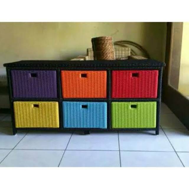 Lemari rotan sintetis laci 6