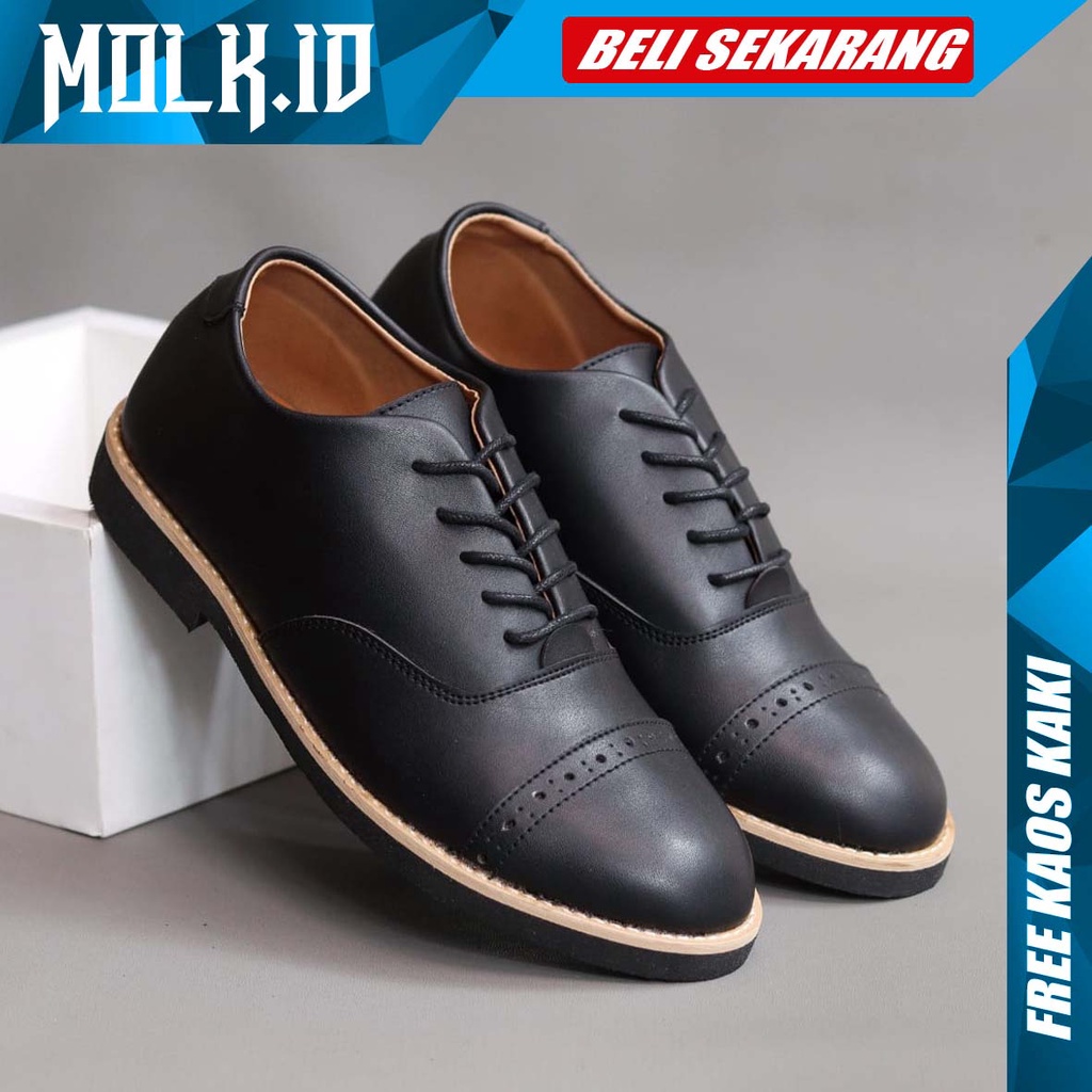 MOLK|Sepatu Formal Pria Pantofel Kerja Pria Hitam Tali  Casual Loafers Terbaru Murah CZY