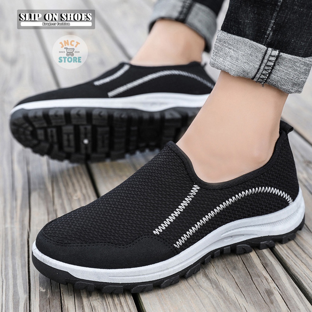 Sepatu Slip-on Pria Sneakers Casual Anti Slip Sporty Import - Ohayo