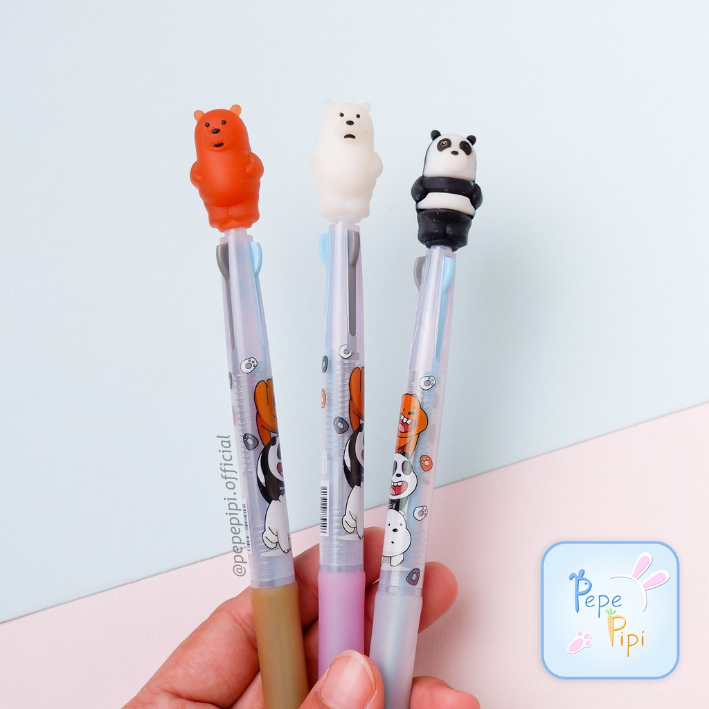 Pena 3 Warna WBB We Bare Bear Pulpen Beruang Pena Pen Bolpen Bolpoint Gelpen Grizzly Panda Ice Bear