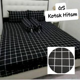 Sprei terlaris motif kotak hitam putih King/Queen/Double 180x200 160x200 140x200 120x200