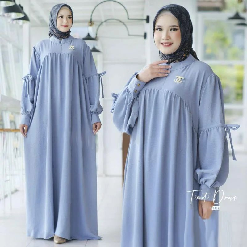 Timoti Dress / Gamis Wanita Muslim Terbaru Matt Crinkle Airflow Premium / Fashion Muslimah Terlaris 2022 / RC