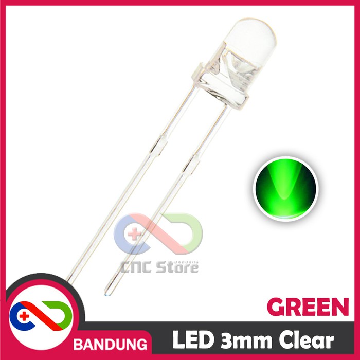 10PCS LED 3MM F3 SUPER BRIGHT GREEN HIJAU CLEAR