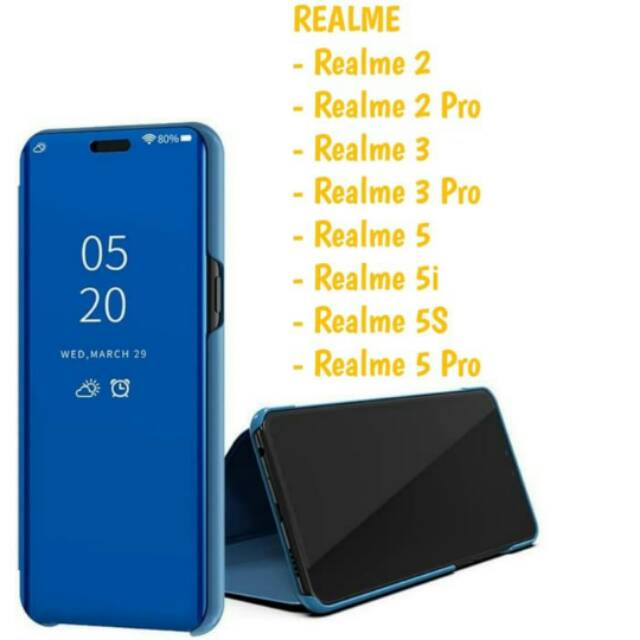 REALME 2 2Pr0 Realme 3 3Pro Realme 5 5i 5S 5Pro Pro CLEAR VIEW FLIP COVER MIROR Case Casing Sarung Kview Magic mirror sarung Smartcase