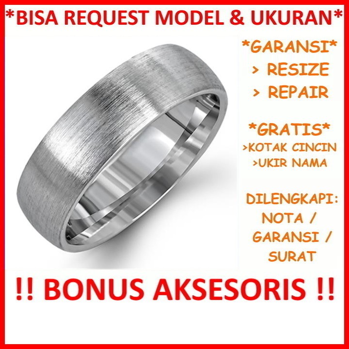 Garansi Paladium Asli Bisa Pesan Model Gratis Ukir Nama Cincin Kawin Palladium Pria Poladium ID397