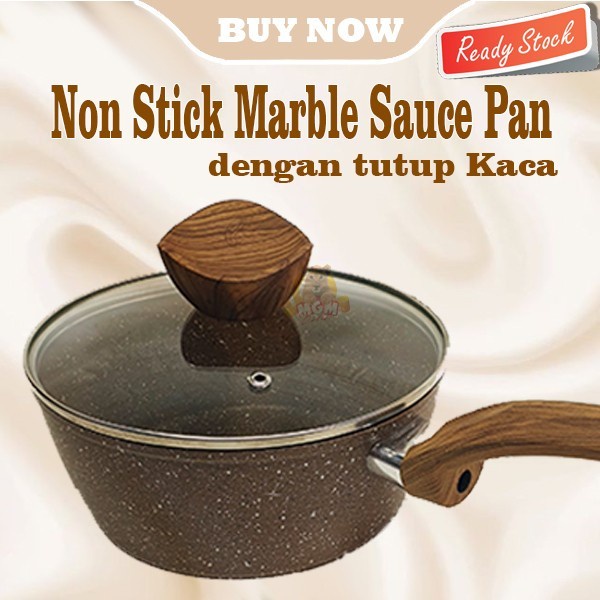 Non stick marble sauce pan panci susu 20cm dgn Tutup INDUCTION READY