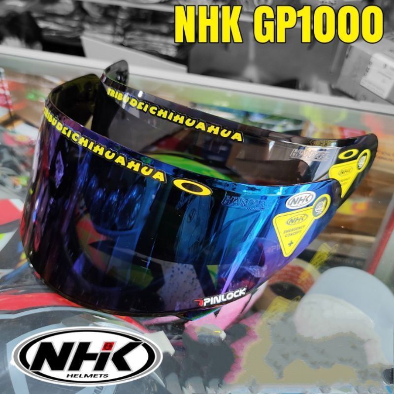 Flat Visor NHK Gp1000 / Gp 1000 R75 PNP GP Tech  iridium silver. Gold. blue. clear. hitam smoke