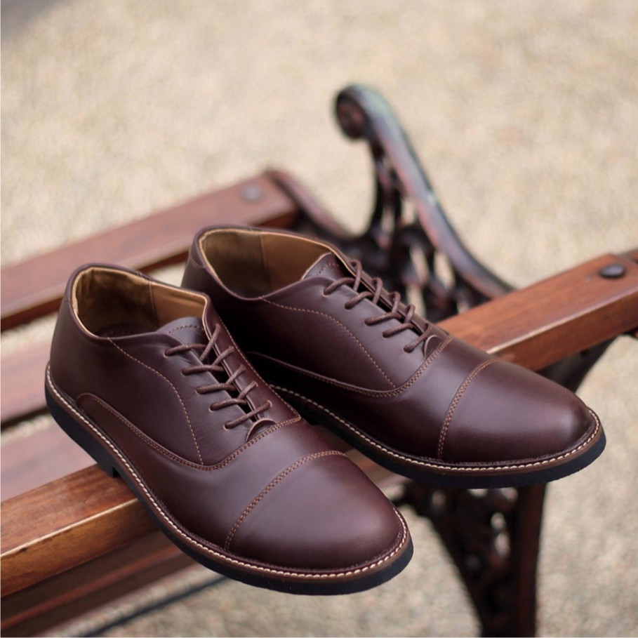 OXFORD BROWN (KULIT ASLI)|MNM x Kenzio| Sepatu Pantofel Pria ORIGINAL