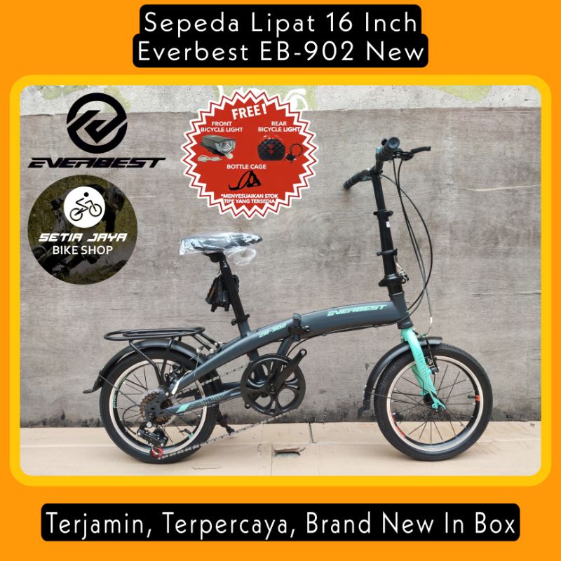 Sepeda Lipat / Folding Bike 16 Inch EVERBEST EB 902 New Steel Hi-Ten 7 Speed