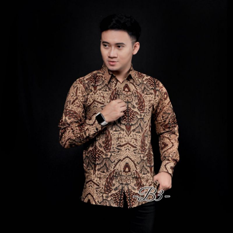 Batik pria kemeja batik lengan panjang m l xl xxl terlaris-Mataram