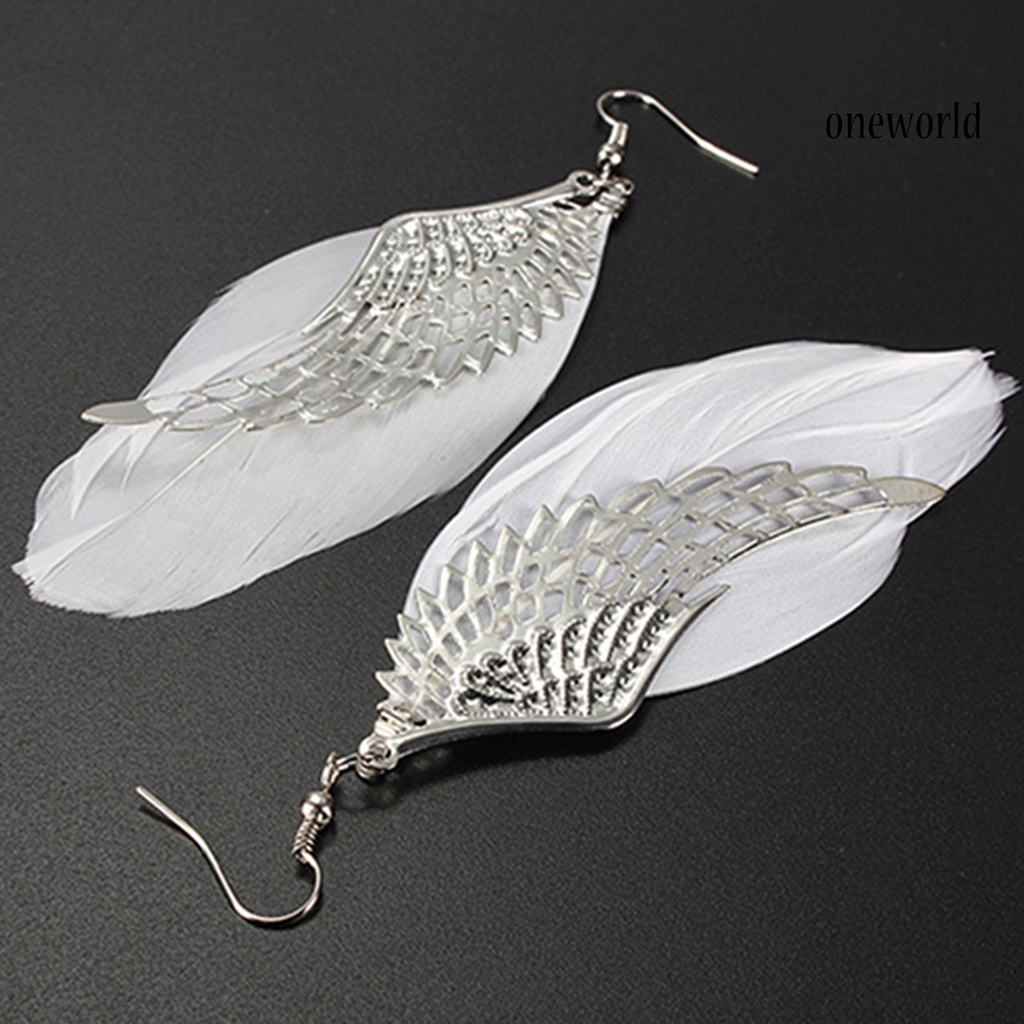 OW@ Earrings Angel Wing Design Beautiful Alloy Jewelry Gift Hook Earrings for Daily Life