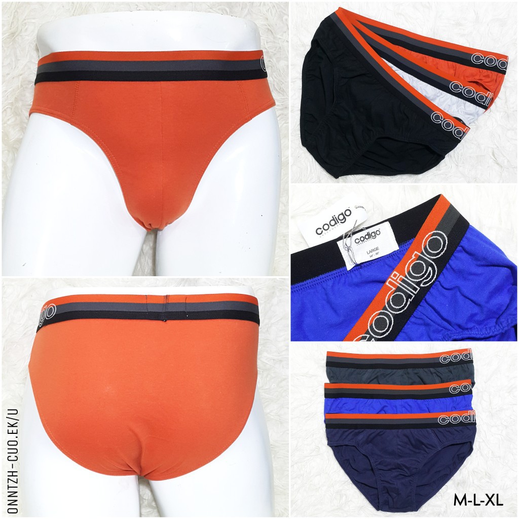 RVC75 - CODIGO 3pcs Celana Dalam Sempak Pria M L XL CD Brief Cowok Pakaian Dalam Katun Polos Laki-la