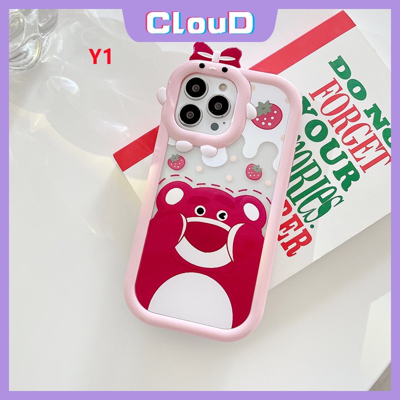 Kartun Lucu Winnie the Pooh Strawberry Bear Busur Lembut Monster Lens Case OPPO A17 A95 A3s A5s A57 A1k A15 A12 A15S A55 A54 A16K A16 A9 A5 A16E A92 A96 A76 A16s A31 A35 Reno 7Z 6