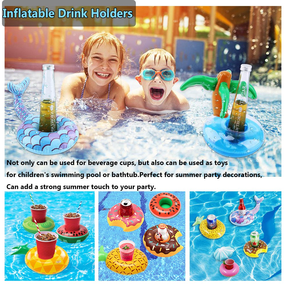Wonderful 1pc Ban Pelampung Tiup Holder Gelas Minuman Anak Untuk Dekorasi Pesta Kolam Renang