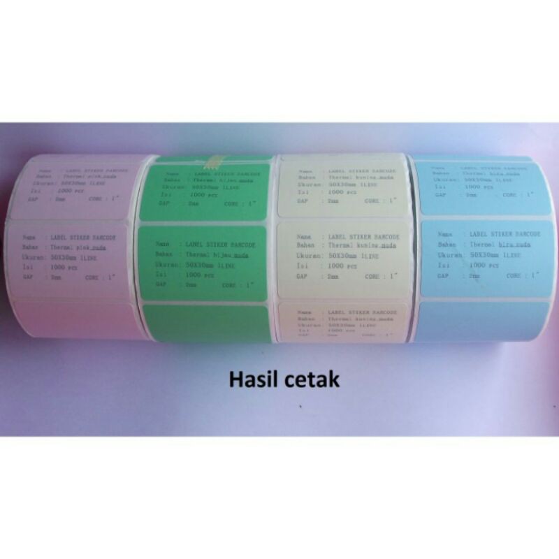 

Direct Thermal Hijau 50x30mm 1Line 1000pcs Gap 2mm Core 1 Inchi / Label Sticker Barcode