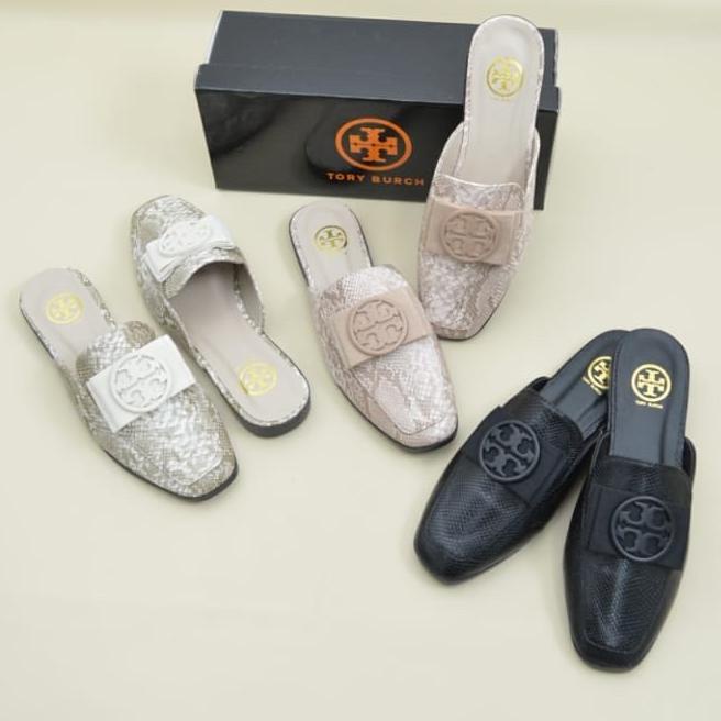 Sepatu sandal wanita ToryBurch Backless Loafer pattern