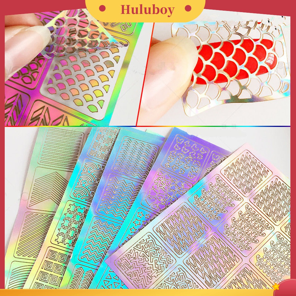 Huluboy Huluboy♡ 3 Lembar Stiker Kuku 3D Untuk Dekorasi Manicure