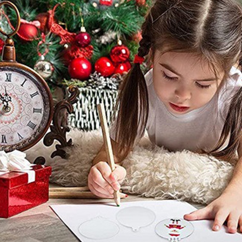 30 Pcs Ornamen Disk Kosong Bahan Akrilik Ukuran 7.5cm / 2.95in Untuk Kerajinan Pohon Natal