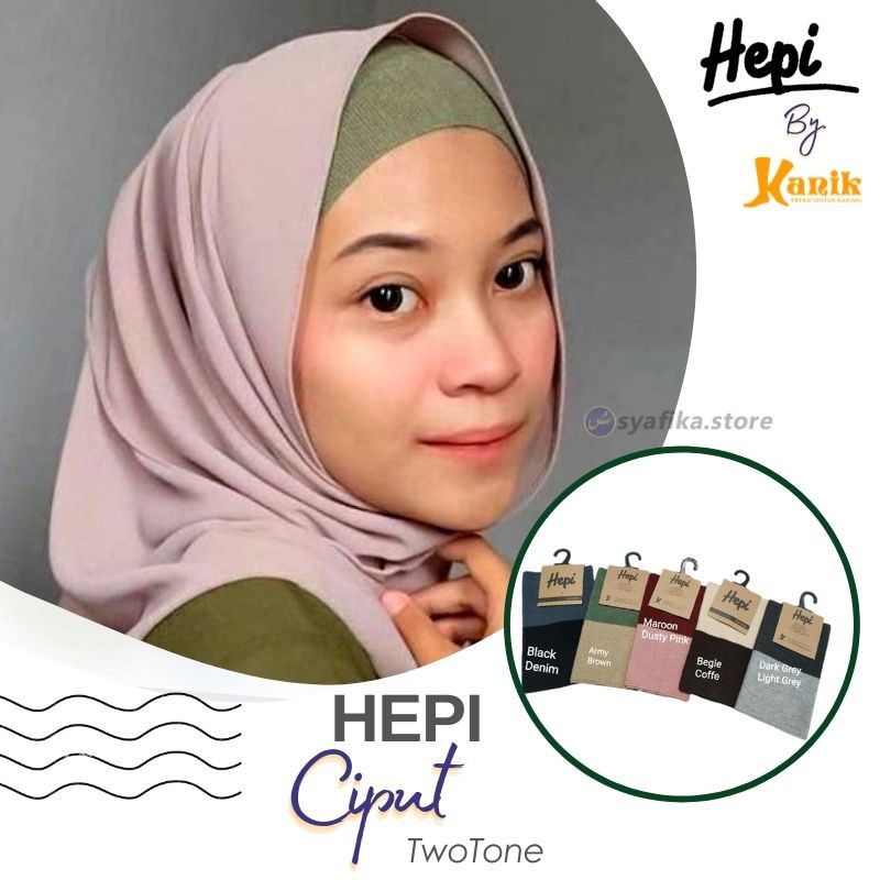 Ciput Inner Hijab Twotone 2 Warna Basic Hepi by Kanik