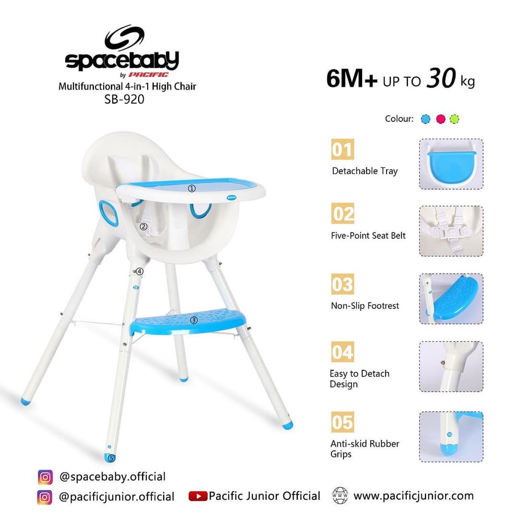 Spacebaby High Chair SB-920 / Kursi Makan Bayi