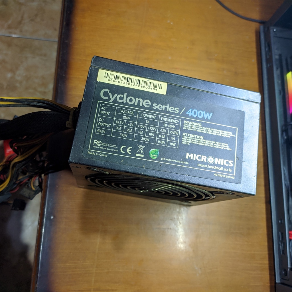 PSU pure second / bekas merk micronics cyclone 400w 6pin vga 8pin cpu