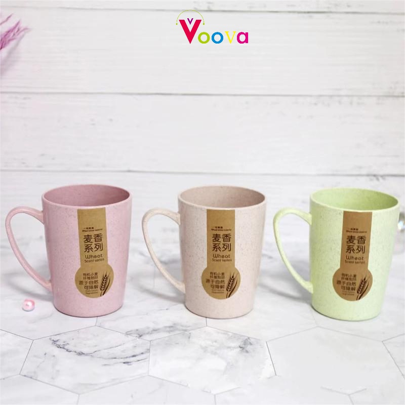 VOOVA  Wheat Straw Environmental Protection Cup / Straw Kopi Mug Cangkir /550ML handy cup /Gelas Gandum Kokoh / BPA Free /Water Galss Cup/Plastic Cup