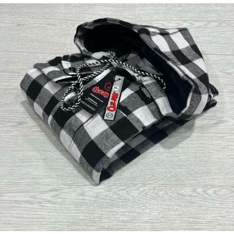 [COD] Kemeja Flanel Hoodie-model unisex pria dan wanita-kemeja flannel-kemeja kotak kotak